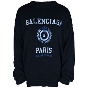 Balenciaga - Trui - Marineblauw - Met Logoprint - Lange Mouwen