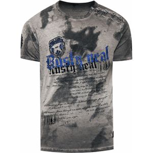 Rusty Neal - T-shirt - Katoen - Normale Pasvorm - Logo-print en Knoopsluiting