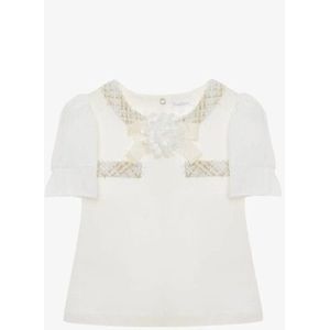 Patachou - T-shirt - Ecru - Jersey - Verlaagde Mouwen