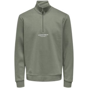 Only & Sons Onscurated reg half zip sweat olijf