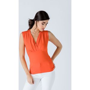 CONQUISTA - Mouwloze Top - Viscose-Elastaan - Imitatiewikkeleffect - Diepe V-hals