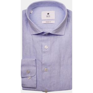 Bos Bright Blue Casual hemd lange mouw avenue co-li-ws plain shirt l 23107av01bo/210 l.blue