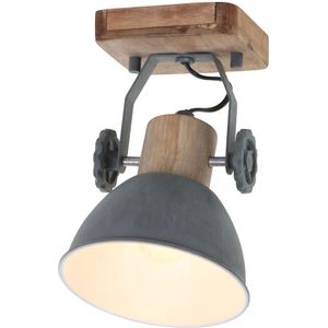 Mexlite Stoere plafondlamp met hout gearwood grijs