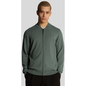 Lyle & Scott - Cargo Bomber Kraag Cardigan - Gewassen Zeewier