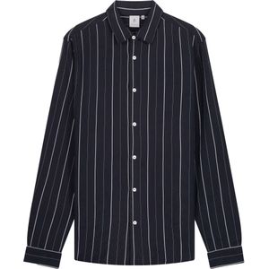 Law of the sea Silky longsleeve shirt dark blue & white striped