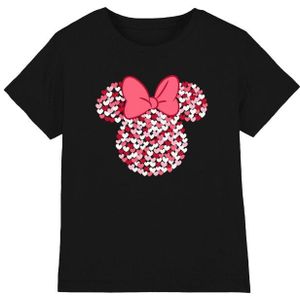 Disney Kinderen/kinderen minnie mouse hart oren silhouet valentijnsdag t-shirt