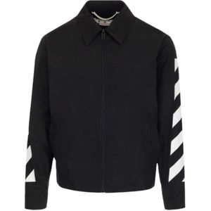 Leren jassen - Gebroken Witte Diag - Zwarte Jas - Gemaakt in Italië - 100% Katoen