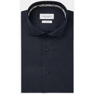 Profuomo - Slim Fit - Overhemd - Donkerblauw Melange - Strijkvriendelijk