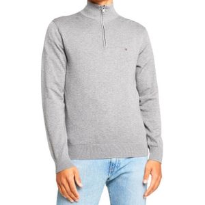 Tommy Hilfiger Effen heren sweater met halve rits