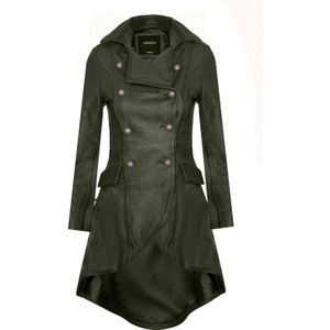 Dames - Gotische Victoriaanse Jas - Zwart - Leren Jassen