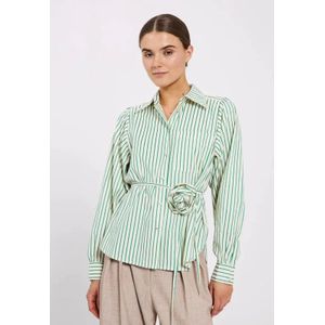 Norr Linna shirt bright green stripe-