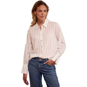 Tramontana - Blouse - Off White - Zacht Glanzend Materiaal - Gestreept Dessin