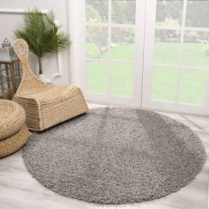 Muratap Loca shaggy rond vloerkleed licht hoogpolig- 80 cm rond