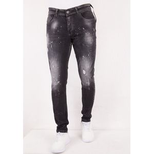 True Rise Black ripped paint splatter slim fit jeans dc