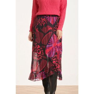 Smashed Lemon - Fuchsia en Paarse Hartjesprint - Midi Rok