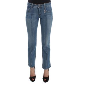 Costume National Dames Blauwe Katoenen Slim Fit Cropped Jeans