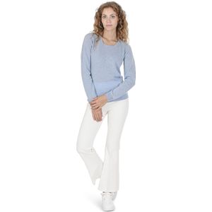 Crown Of Edinburgh Cashmere Damessweater Met Vierkante Hals Coe 0024 Lichtblauw