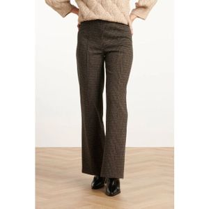 Smashed Lemon - Houndstooth Broek - Zwart en Zand - Losvallend - Wijde Pijpen