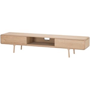 Gazzda Fawn lowboard 2 drawers houten tv meubel whitewash 220 x 45 cm