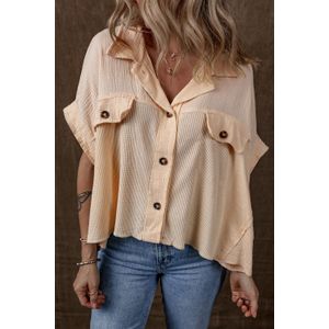 Waffle Brei Katoenen Overhemd met Knopen