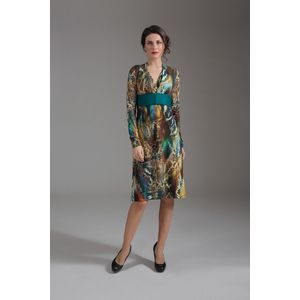 Lange Mouw - Nep Wrap - Animal Print - Midi Jurk - Stretch Viscose