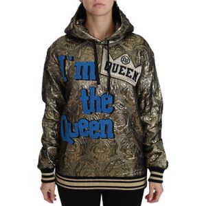 Dolce & Gabbana Dames Im The Queen Jaquard Goud Sweatshirt Hoodie