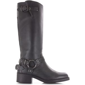 Poelman Hoge leren biker boots met rits cowboy laarzen dames