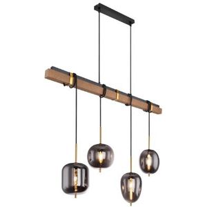 Globo 4-lichts hanglamp met houten frame | hout | hanglamp | brass antique | woonkamer | eetkamer