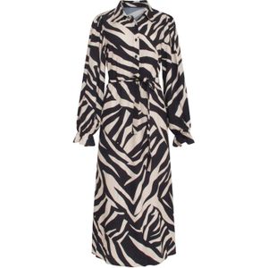 Smashed Lemon 23743-010-999 zebra print v-hals jurk in zwart en