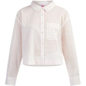 Mymo - Overhemdblouse - Wit - Roze Oranje Stippen