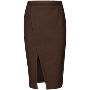 Kokerrok - Chocola - Imitatiemouflon - Knielengte - Met Split