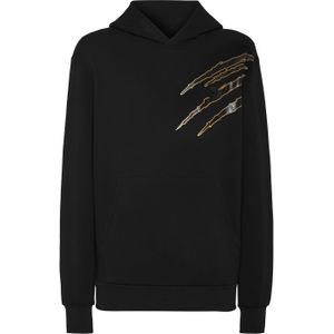 Plein Sport - LS Lamina Scratch - Fleece Hoodie - Zwart - Katoenfleece