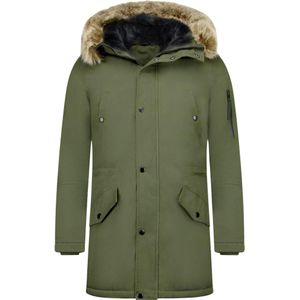 Enos Lange parka jas met faux bontkraag