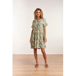 Smashed Lemon 23104 vrouwen vintage strandbloem jurk met korte mouwen |