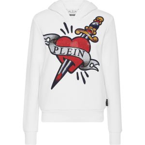 Philipp Plein - Love Tattoo Hoodie - Wit - Dames - Katoenfleece