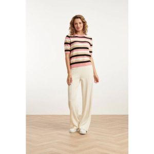 Smashed Lemon - 25140 - Stretchbroek - Zandkleur - Wide Straight Leg