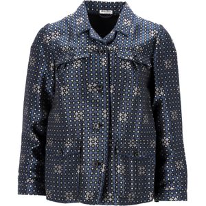 Miu Miu Gedrukte Jas in Blauwe Acetaat