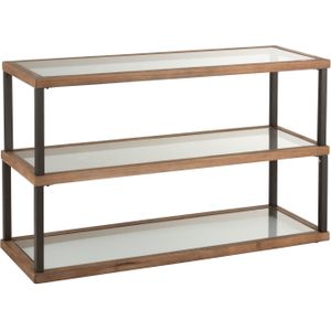 J-Line console 3 niveaus glas/hout 132x46x79cm