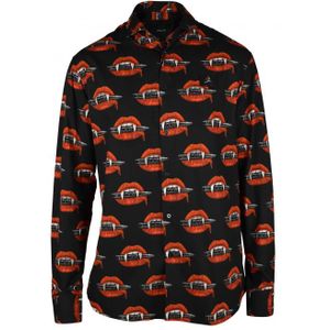 Philipp Plein - Overhemd - Zwart - Katoen - Gestreept met Schedelprints