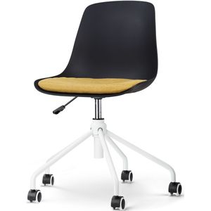 Nolon Nout-liv bureaustoel met okergeel zitkussen wit onderstel