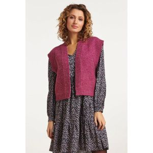 Smashed Lemon - 23609 - Gilet - Paars - Dikke Ribgebreide