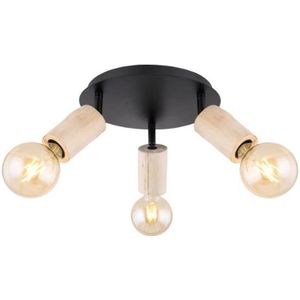 Globo Plafondlamp 3-lichts | hout en metaal | e27 | | binnen | industrieel | landelijk | plafondspots