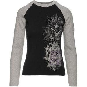 Top - Zwart en Grijs - Met Geborduurd Detail - Lange Mouwen