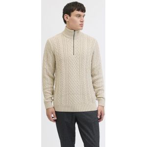 Jack & Jones - Jprblusean Knit Cable Half Zip - Trui - Silver Lining/Melange