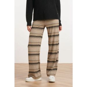 Smashed Lemon - 24811 - Zigzag Broek - Zand en Zwart - Viscose Blend met Gouden Lurex