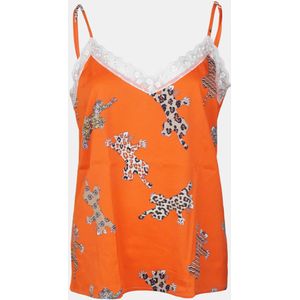 Mucho Gusto Slip top oranje met luipaard print