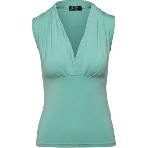 CONQUISTA - Mouwloze Top - Viscose-Elastaan - Imitatiewikkeleffect - Diepe V-hals