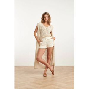 Smashed Lemon - 25216 - Crochet Midi Cardigan - Off White