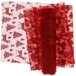 Unique Living - Decofabric Glitter Forest - 28x300cm - Red