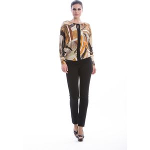 Conquista - Top - Zwart-wit Print - Viscose-elastaan - Lange Wijde Vleermuismouwen